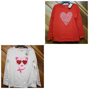 NEW! Bundle of 2 Girls Long Sleeve Tshirts - Sz XXL 18 - Love Valentines Hearts